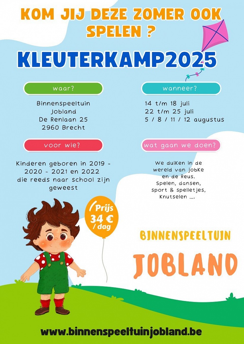 Kleuter kamp 2024 binnenspeeltuin jobland